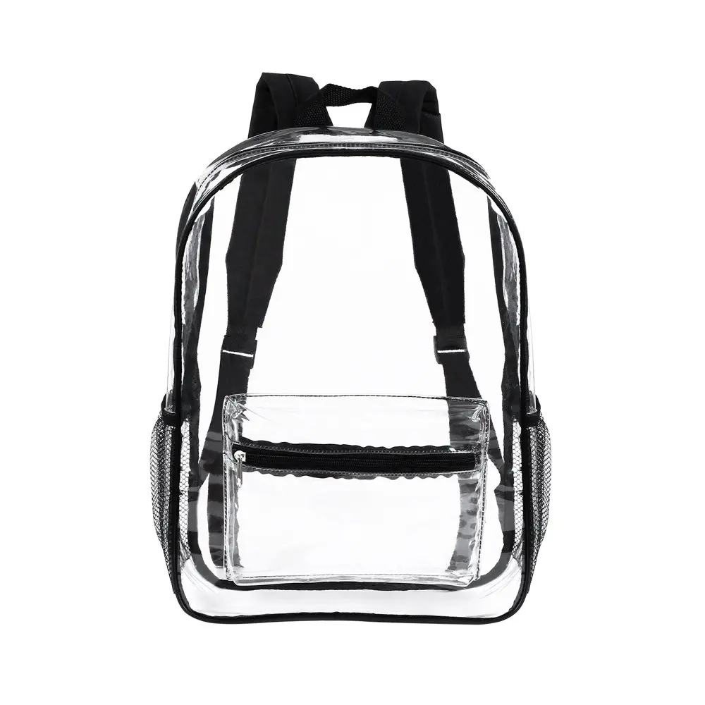 Heavy Duty Clear Transparent Backpack See Through Book-bag with Multi-color Choices for School, Sports, Stadium and So On.