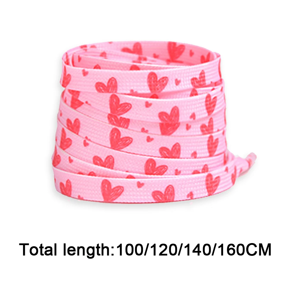 120/140/160cm Ins Pink Love Shoelaces Sneakers Flat Shoelaces Flat Shoe Laces Strings Elastic Shoelaces Women Man Shoestrings