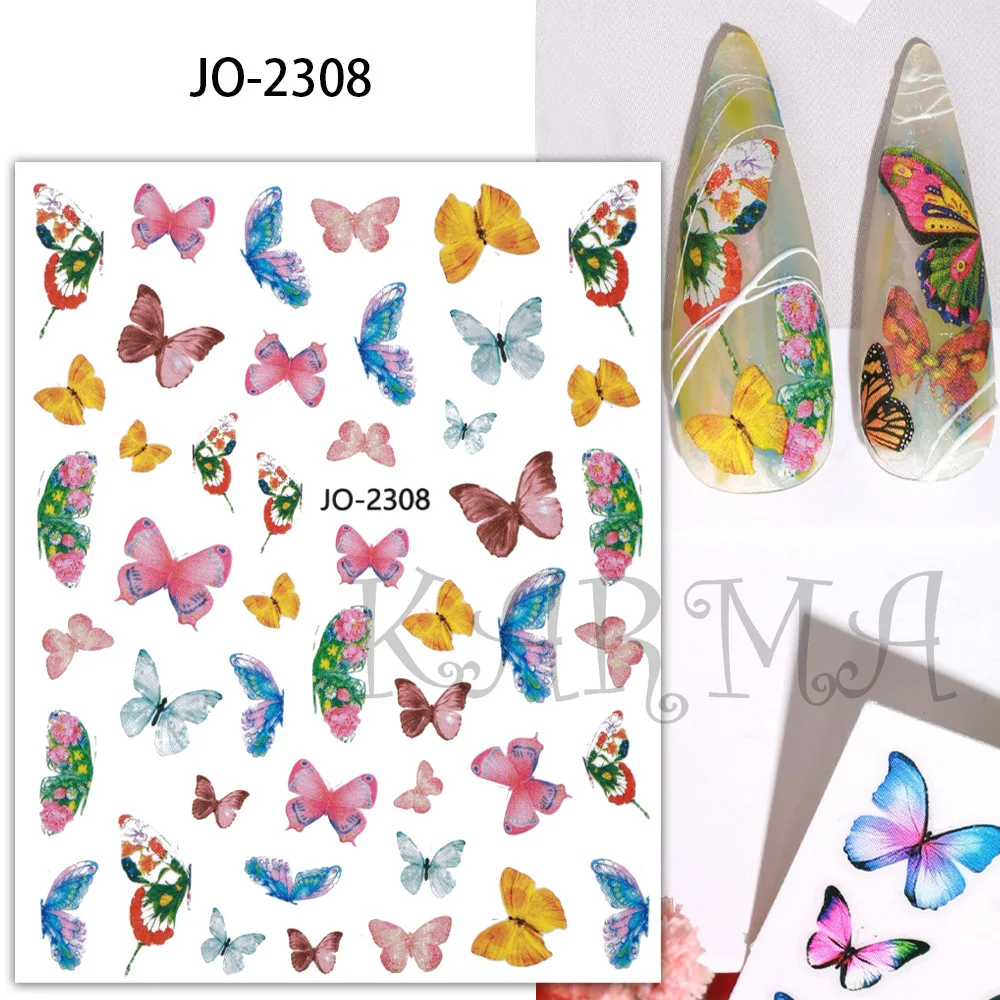 

1 Pack Pink Butterfly Nail Art Nail Art Stickers Decals 3D Spring Summer Theme Flower Nail Slider Decorations