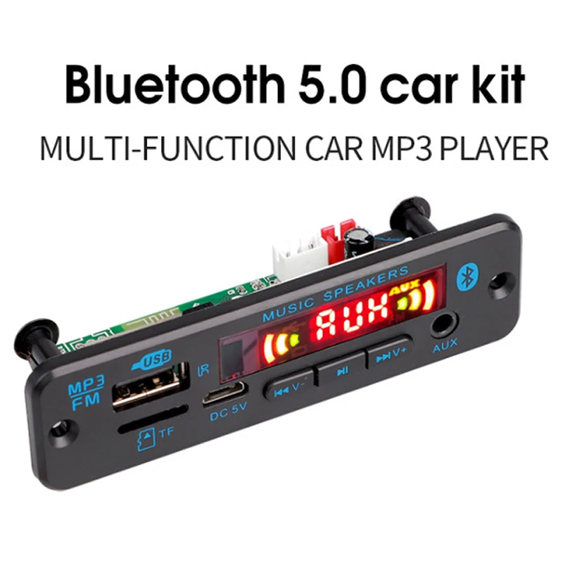 

Плата mp3-декодера с усилителем, 12 В постоянного тока, автомобильные аксессуары для аудио, Bluetooth-совместимые с динамиками 5,0 с USB, TF, FM-радио мод...