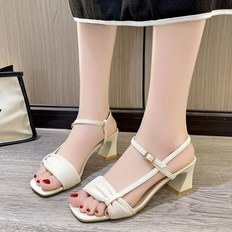 

Ladies Shoes High Quality Buckle Strap Women's Sandals Summer Party Sandals Women Solid Shoes Female Sandalias De Mujer 2023