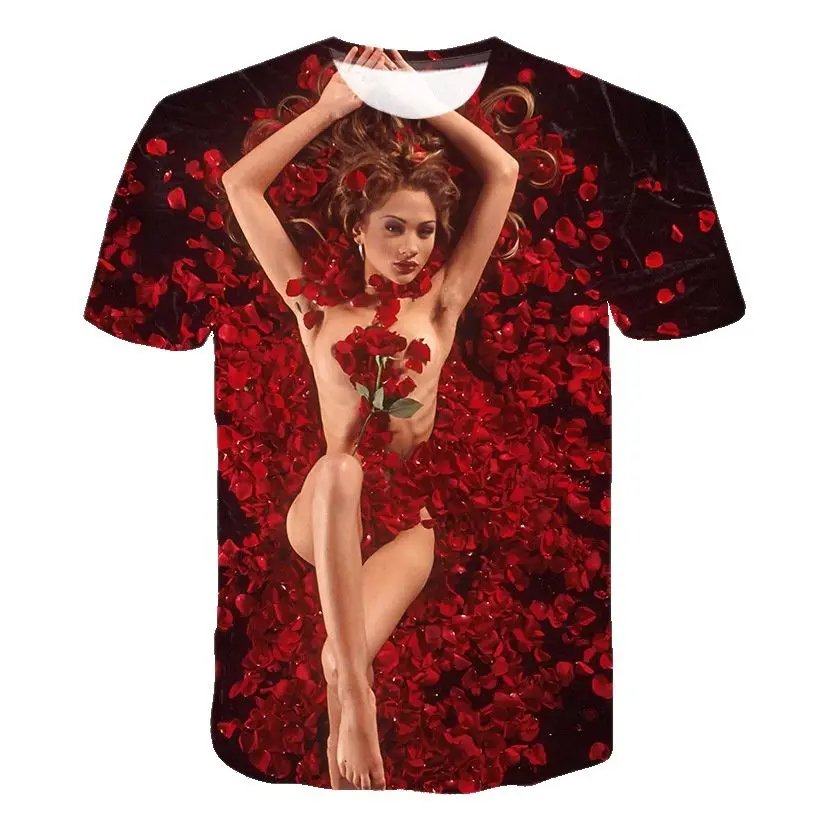 

Футболка мужская оверсайз, модная тенниска с 3D-принтом богини, удобная быстросохнущая рубашка с круглым вырезом и короткими рукавами, в вин...