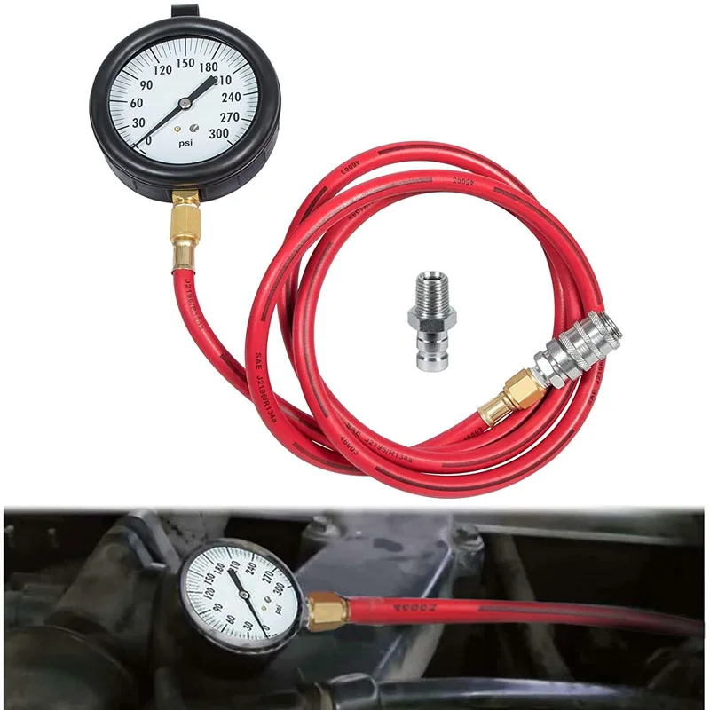 

TU-32-20 Fuel System Pressure Test Gauge with Compucheck Test Fitting Perfectly Fits for Cummins Diesel Engines, 0 to 300 PSI