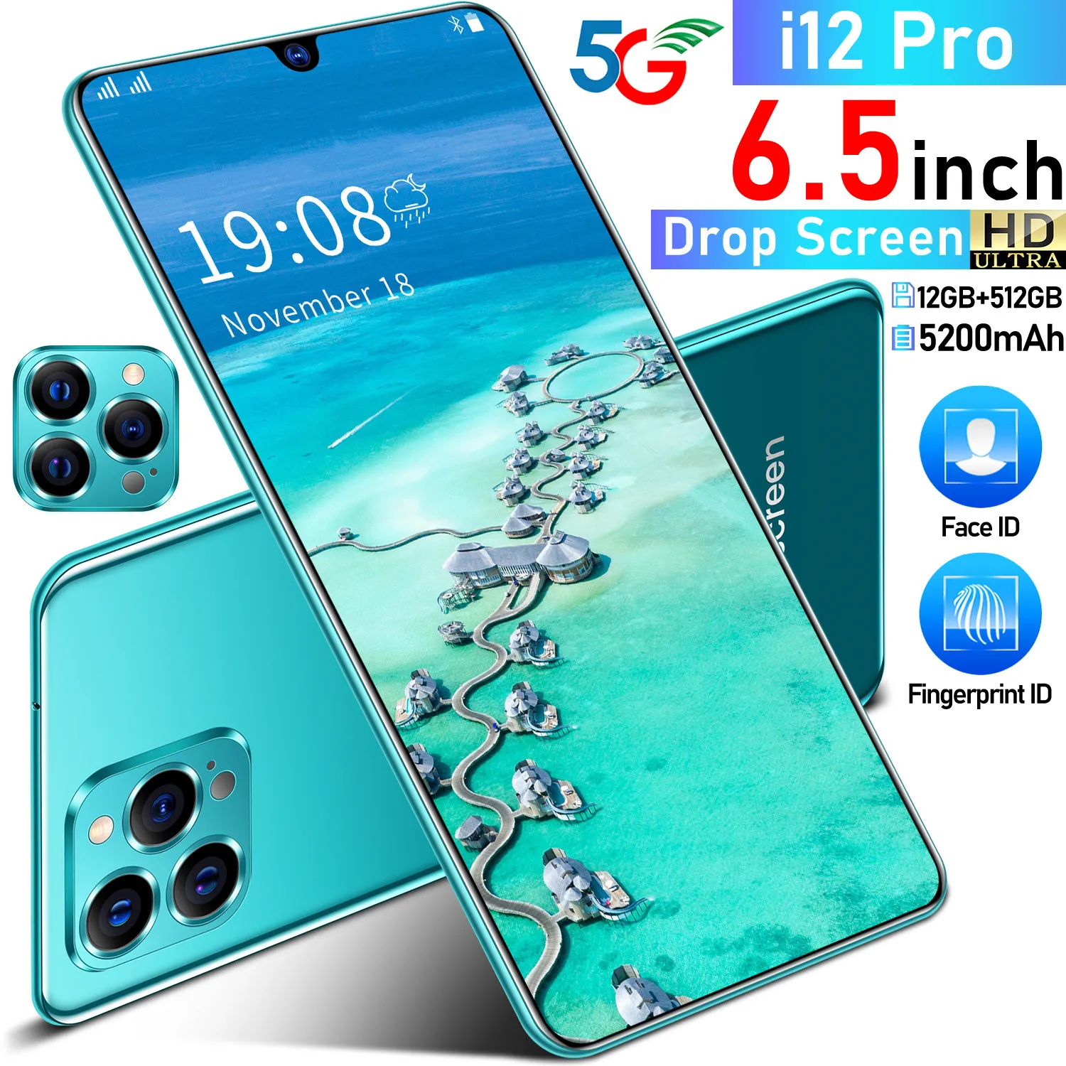 2022 global version 6 5 inch screen 5g smartphone 12gb512gb for apple iphone ip12 pro cellphone samsung huawei mobile phone free global shipping