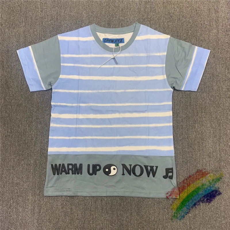 

Blue Stripes Tie Dye CPFM.XYZ T Shirt Men Women 1:1 High Quality Patchwork Foam Printing T-shirt Tee Tops