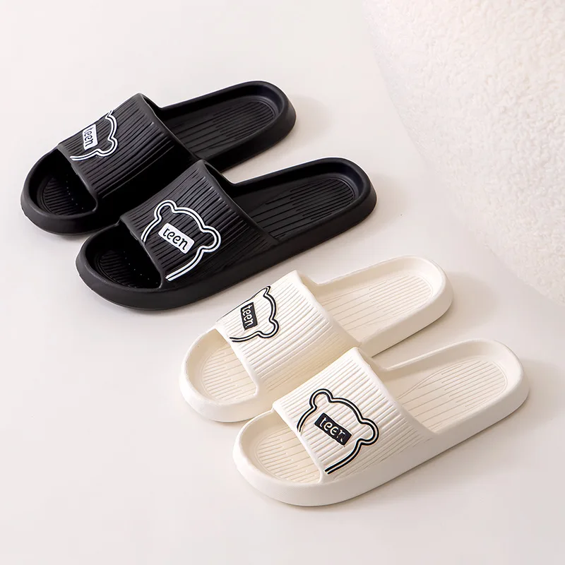 Outdoors Summer Women Men Flat Thick Platform Slippers Non-Slip Cartoon Home Bath Sandals Beach Slides Couples Ladies Shoes