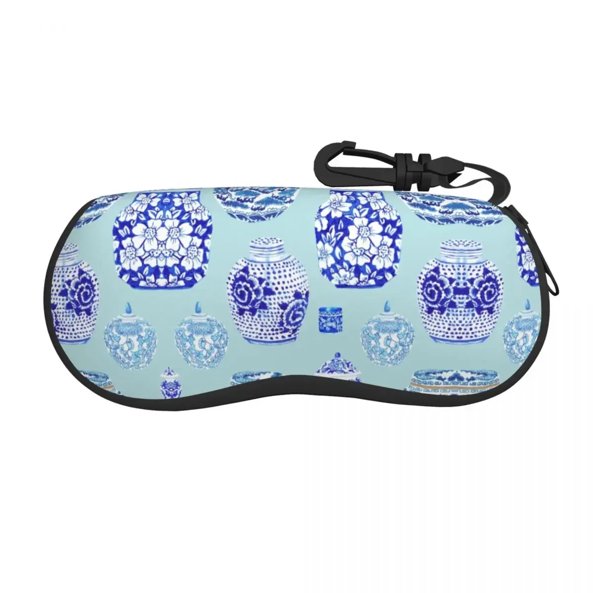 

Chinoiserie Blue Porcelain Sunglasses Case Neoprene Zipper Delft Blue Oriental Shell Eyeglass Case Protective Box For Glasses