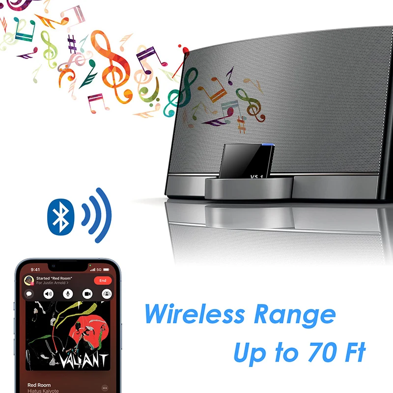 VAORLO I-WAVE 30 Pin Bluetooth 5 1 аудио приемник A2DP Музыка Мини беспроводной адаптер для iPhone iPod