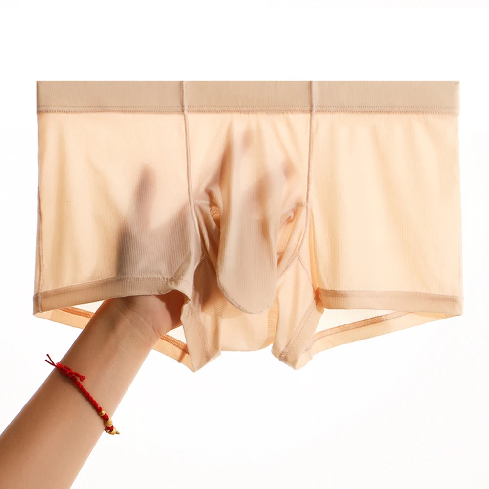 Удобные Выпуклое боксерские брикеты из ледяной шелковой ткани для мужчин