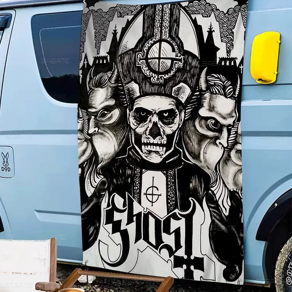 Плакат группы Ghost, самоклеящиеся художественные ретро-флаги, несколько вариантов, стенд для гостиной, студии, украшение интерьера, баннер (art.: 3920ccee613c8) - 3920ccee613c8