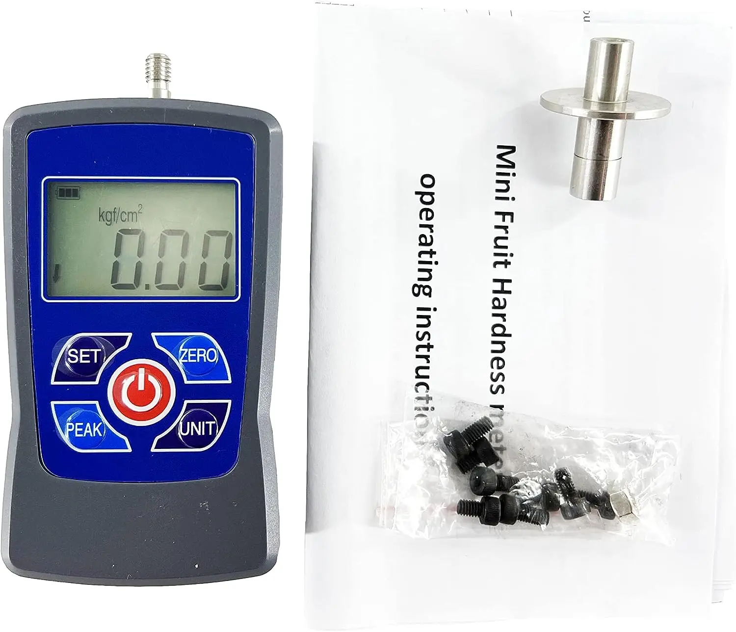 

Portable Mini Fruit Hardness Meter Gauge Digital Penetrometer Fruit Firmness Sclerometer With Range 0.4-30Kgf/cm2 (×105 Pa)