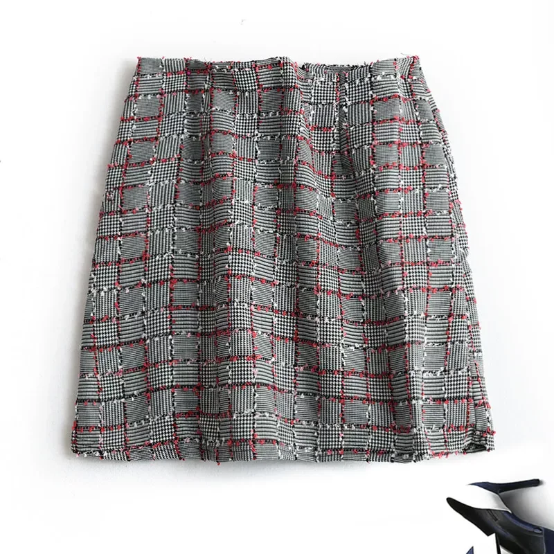 

Elegant Women High Waist Zipper Plaid Skirt Women Mini Skirts Faldas 2022 Vintage Women Lattice Short Skirt Bottoms