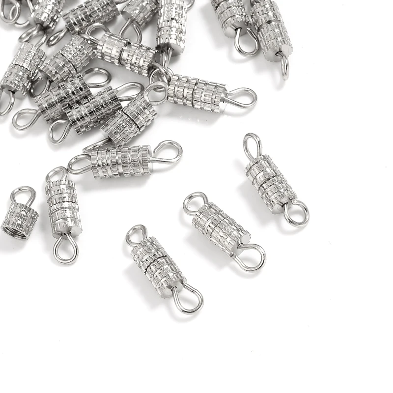 

50Pcs Cylinder Buckles Closed Rope End Clasps Screw Alloy Clasps Fasteners Bracelet Necklace Connectors for Jewelry Making
