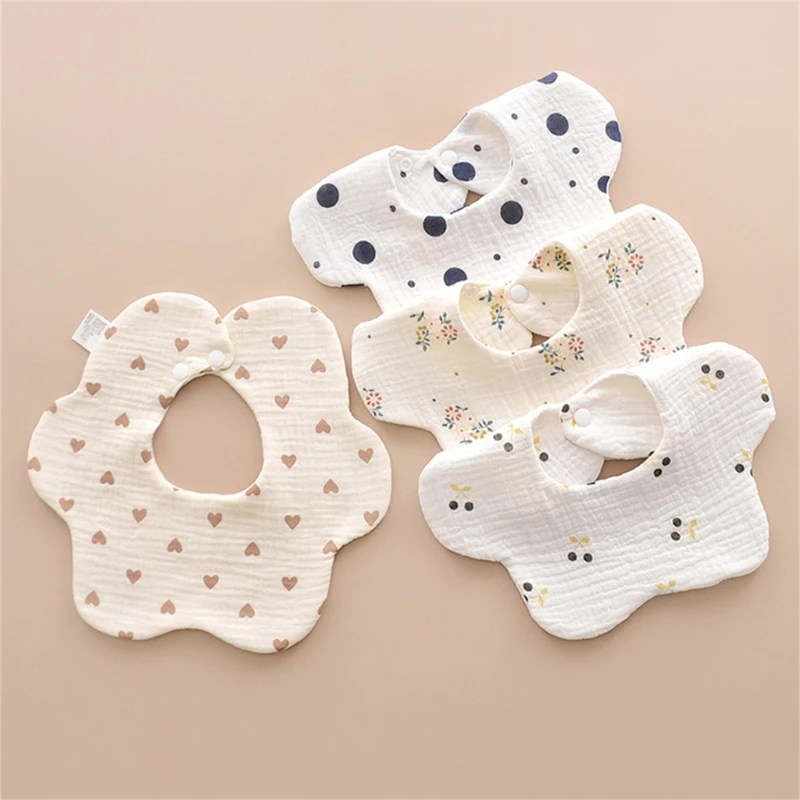

Baby Bibs Gauze-Cotton Drooling Bib for Infant Newborns Teething Bib Floral Bandana 6-Layer Burp Cloth Round Nursing Bib