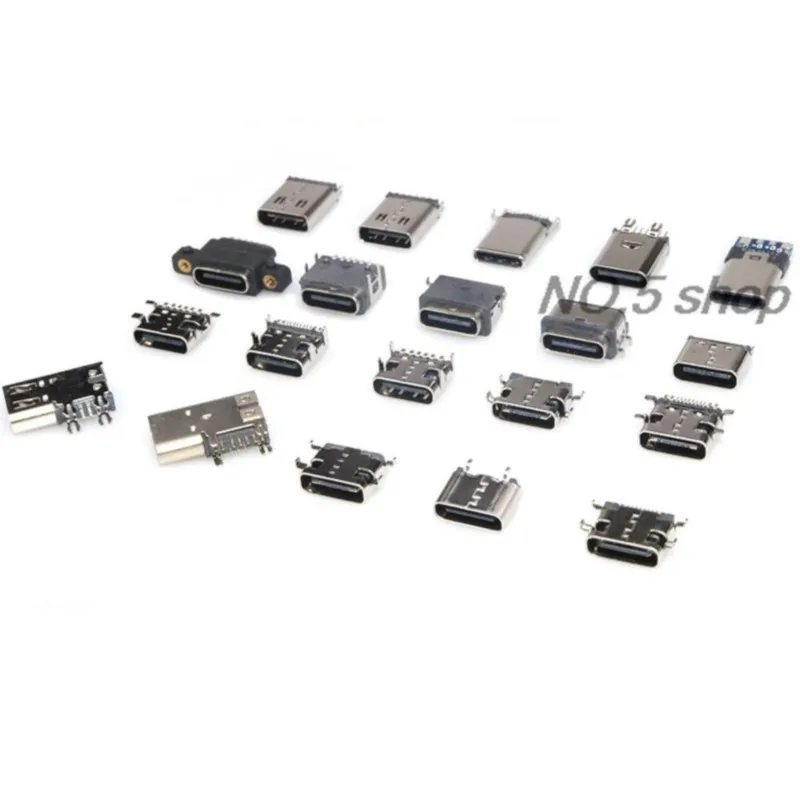 

10Pcs C Type Male Female USB 3.1 Interface 6P Connector Plug 14P Vertical Patch 9P Sinking Plate