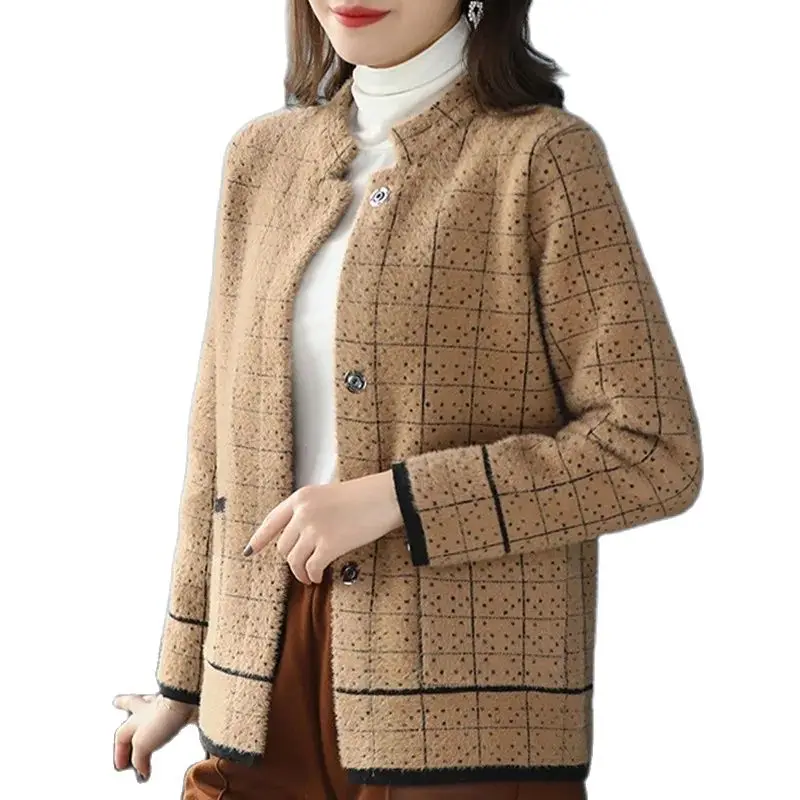 2022 Autumn New Imitation Mink Fleece Sweater Coat Korean Thickened Short Jacket Wool Coat Knitted Cardigan Women Faux Fur Coat