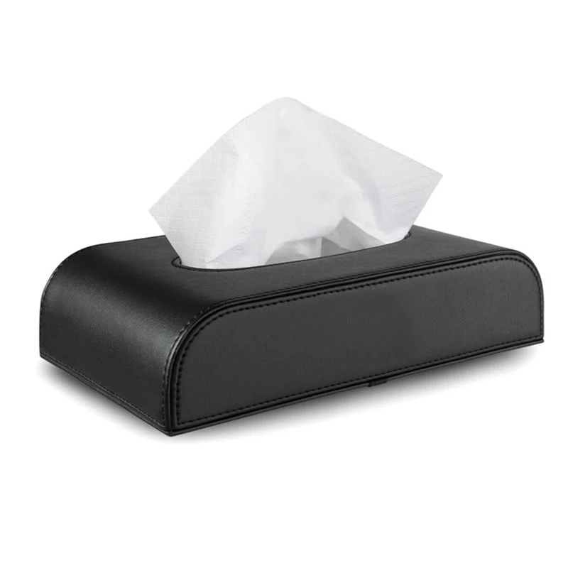 

Hot Sales Car Styling Leather Tissue Paper Box for Home Car Tissue Bag Holder Box Case Block Type High Quality - Black