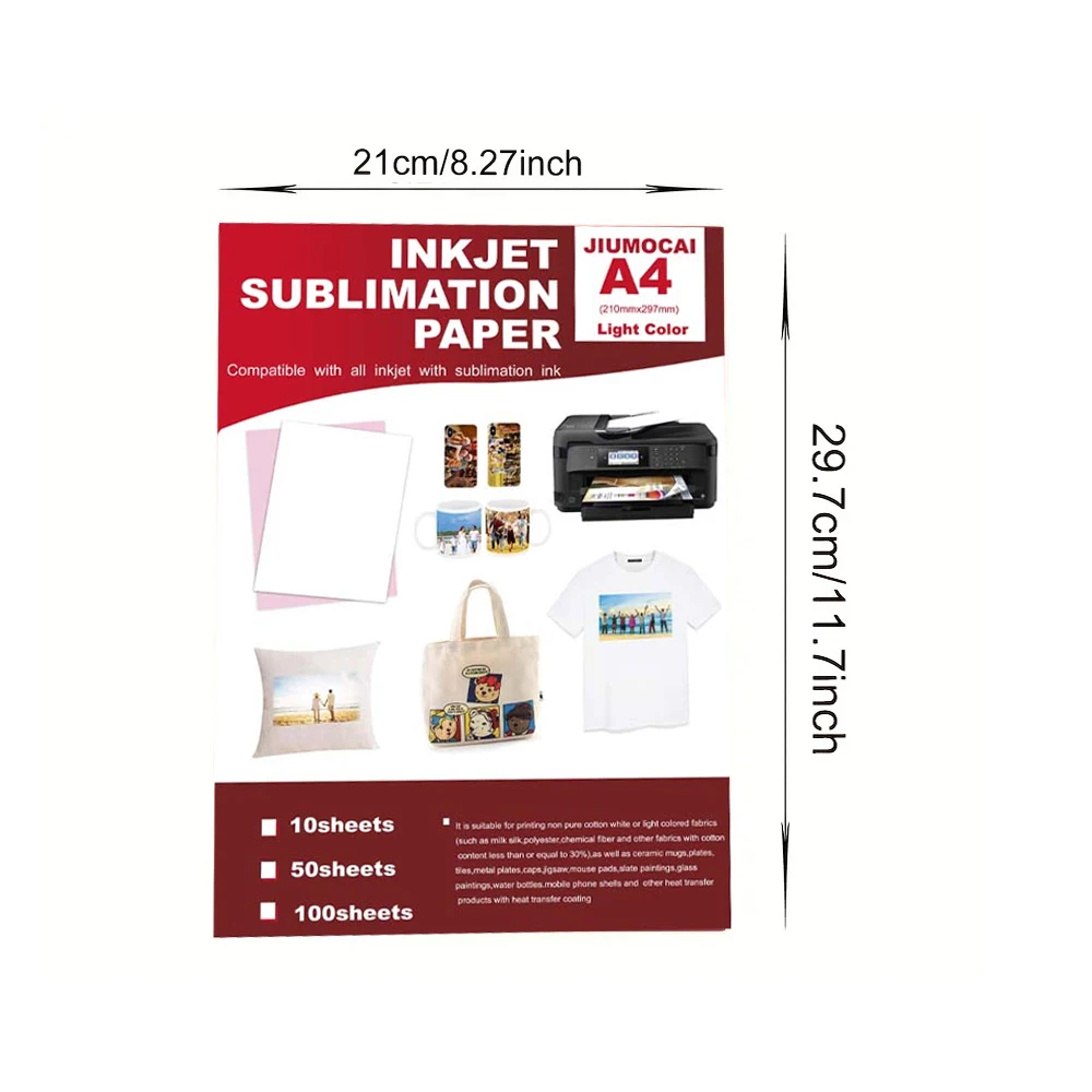 

50 Листов А4 Сублимационная Термопереносная Бумага Для Струйного Принтера DIY Футболка Одежда Кружка Сумка Керамическая Перен...