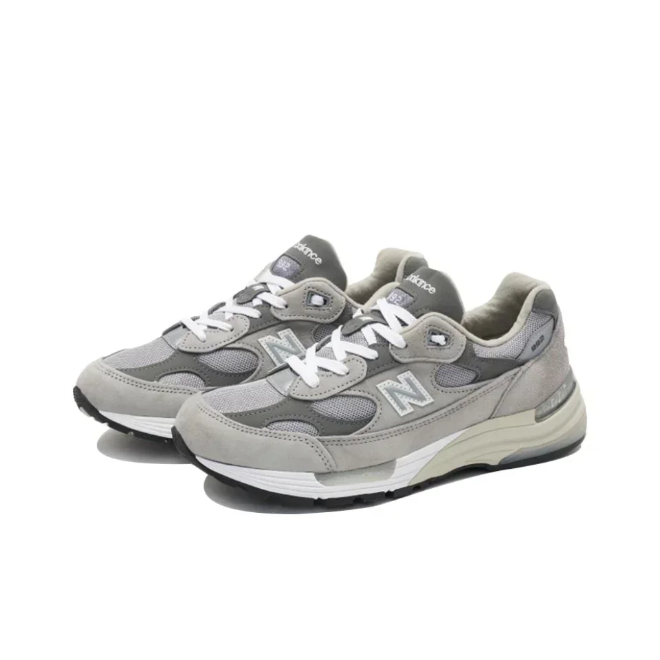 Фото New Balance NB NB992 Классические винтажные сетчатые кожаные повседневные мужские и женские кроссовки Белый Серый №3