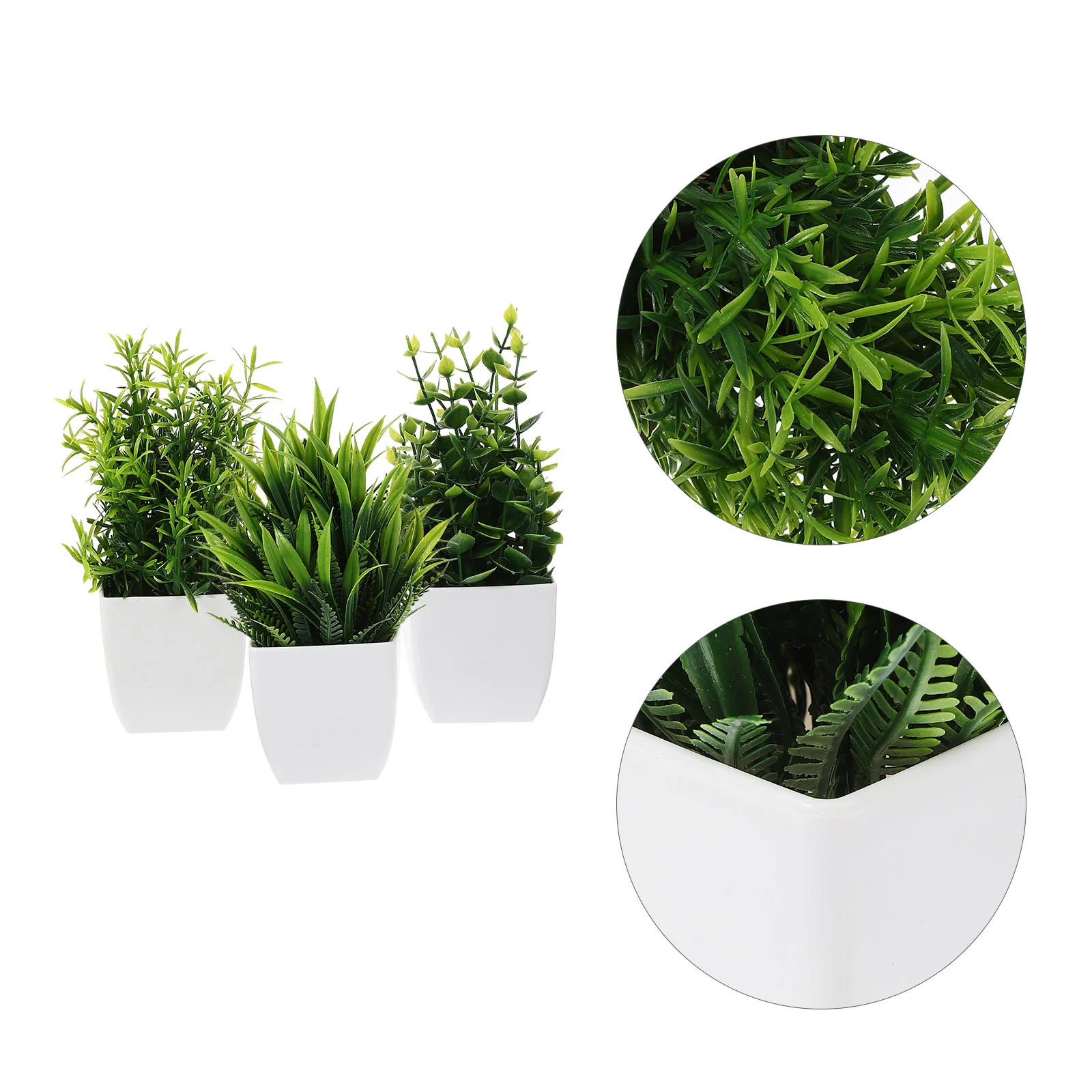 

3 Pcs Faux Flowers Decor Indoor Simulated Potted Desktop Adornments Flowerpot Bonsai Figurine Home Office