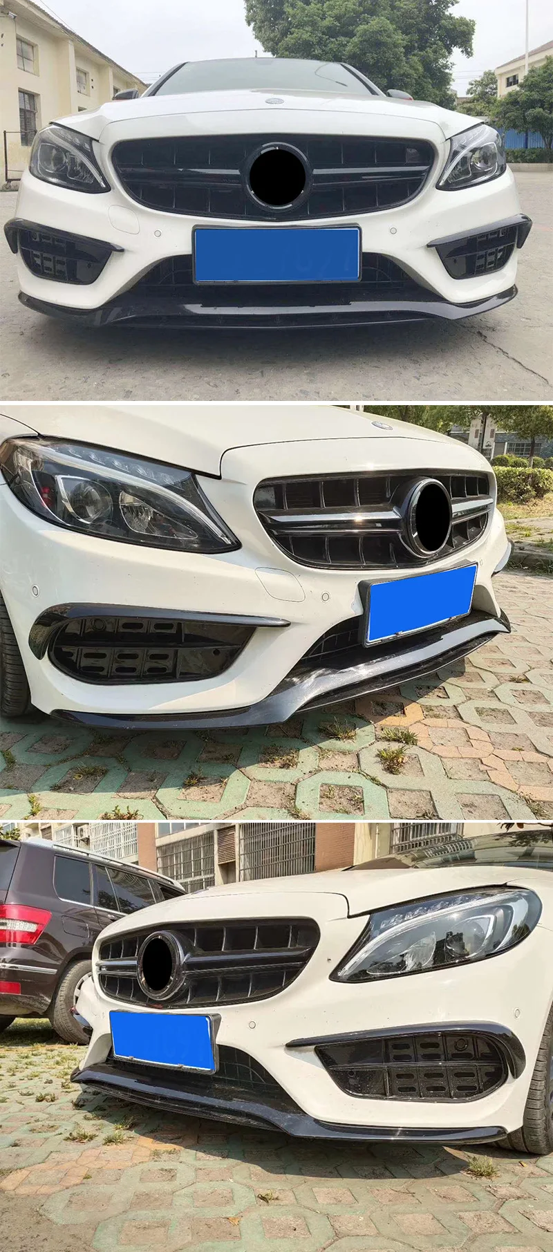 Фото Накладка на передний бампер в стиле C43 для Mercedes-Benz C-класса W205 AMG M Sport 2015-2018: спойлер, диффузор, тюнинг-комплект №3