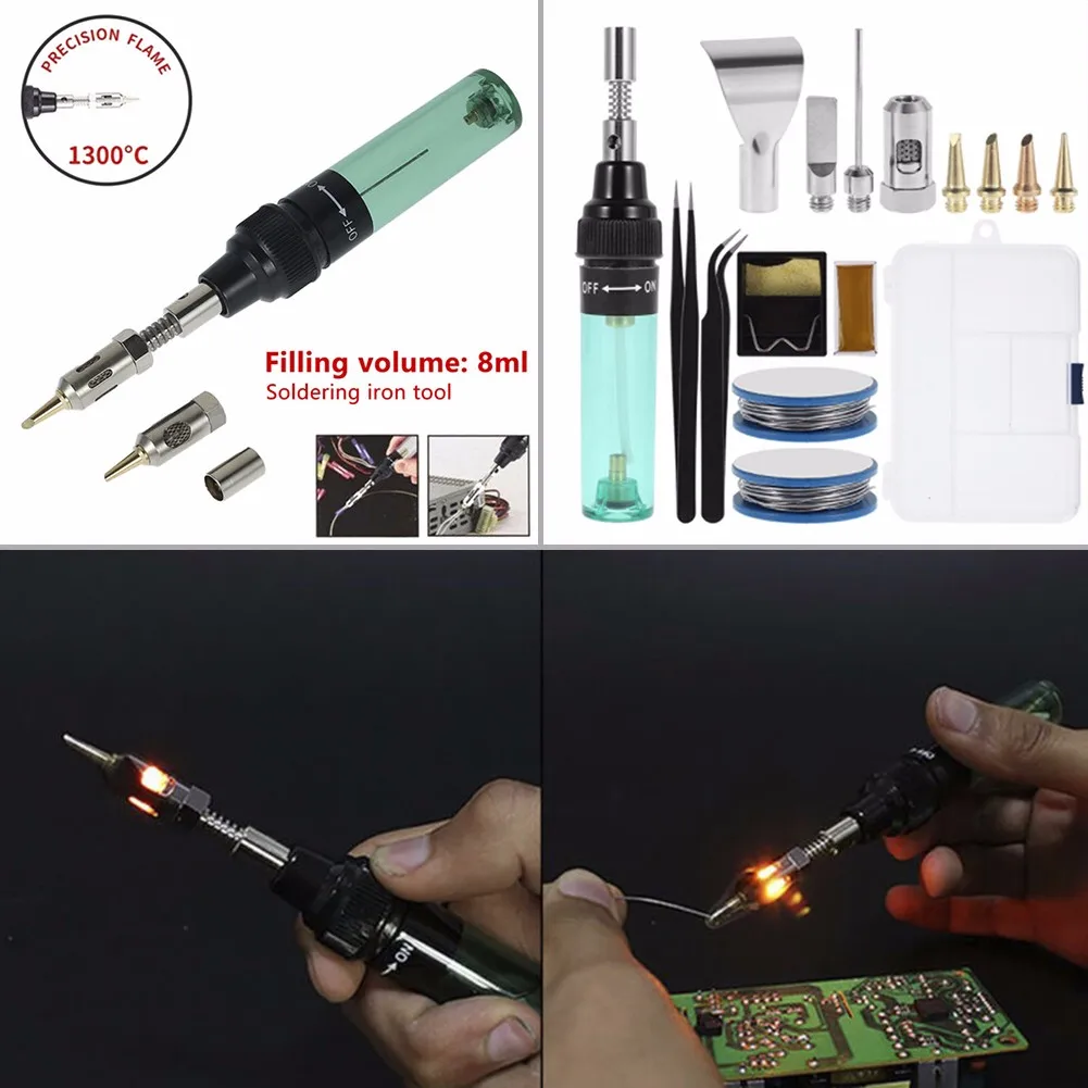 

1set Soldering Iron Tool 3In1 Professional Gas Soldering Iron Butane Gas Welding Soldering Gun Welding Portable Multifunctional