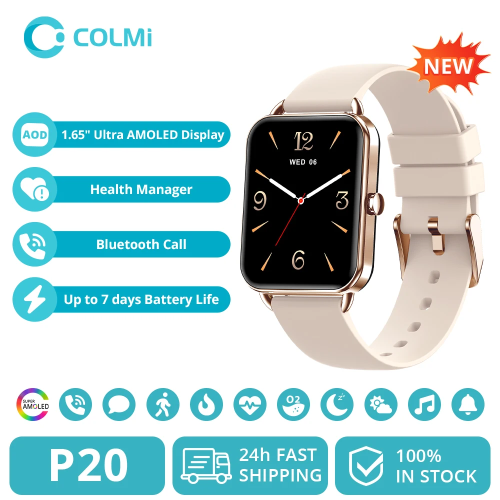 Смарт-часы COLMI P20 с AMOLED дисплеем 1 65 дюйма и Bluetooth