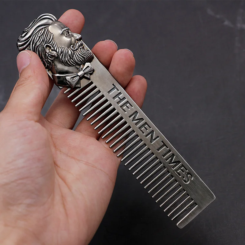 

1PC Gentelman Barber Styling Metal Comb Stainless Steel Men Beard Comb Mustache Care Shaping Tools Pocket Size Silver Hair Comb