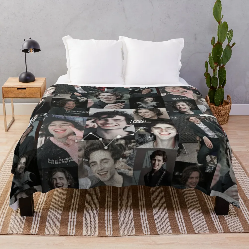 

Timothee Chalamet Collage Throw Blanket comforter blanket knitted giant sofa knit blanket
