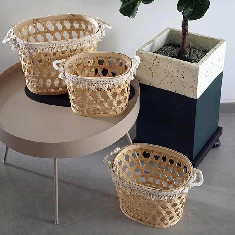 

3 шт., портативная плетеная корзина для хранения в скандинавском стиле