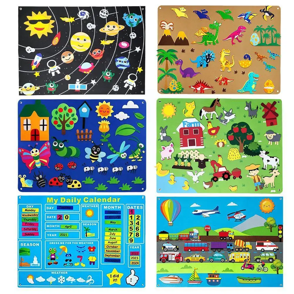

Farm Animals Felt Story Board Farmhouse Storybook Wall Toys Interactive Montessori Decor Hanging Puzzle Learning Early Kids A4J7