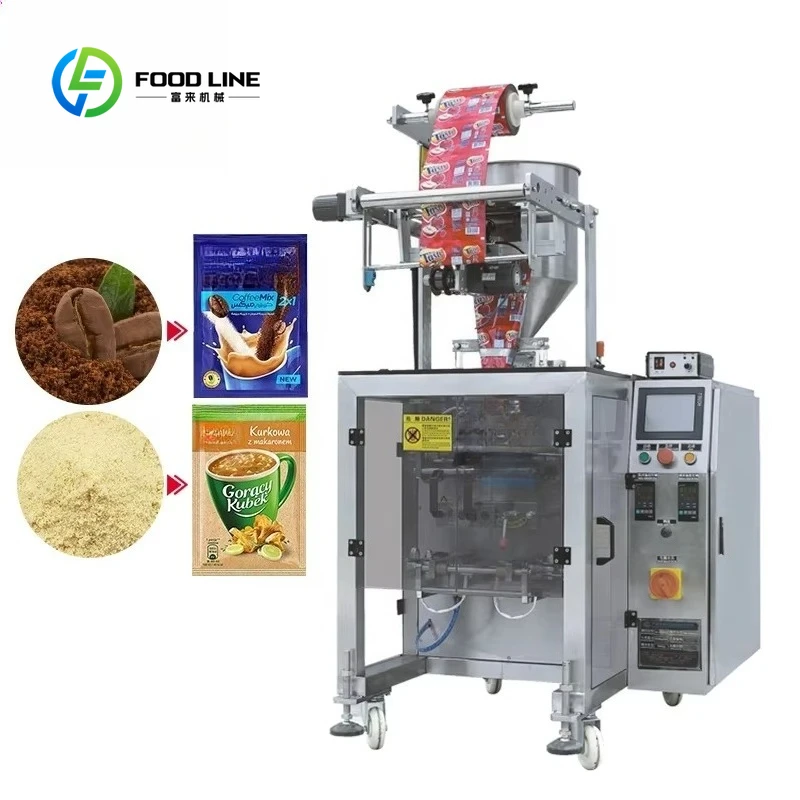 Фото Автоматическая вертикальная упаковочная машина для пакетов с четырехсторонней запайкой, для упаковки перца чили, кофейного порошка, коммерческого использования №1