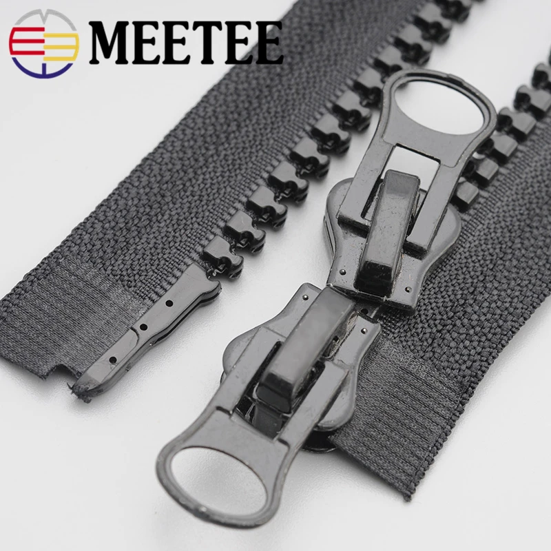 

2Pcs Meetee 8# Resin Zipper 60-500cm Double Sliders Open End Zippers Jacket Coat Tent Zip Repair DIY Clothing Sewing Accessories