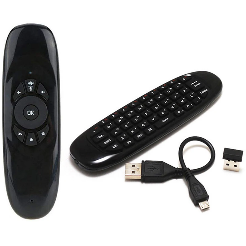 2.4G C120 Backlight Air Mouse Rechargeable Wireless Remote Control Keyboard for Android TV Box Computer Spanish/Russian/English