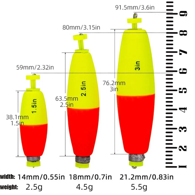 2Pcs/Bag Round/Oval EVA Foam Portable Fish Float With Leaded Weighted Float Buoy Fishing Accessory images - 6