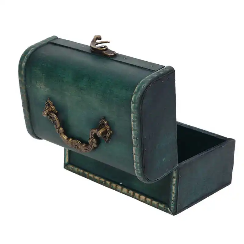 

Шкатулка для хранения ювелирных изделий, зеленый компактный портативный практичный бокс из композитного дерева и смолы в ретро стиле, с дис...