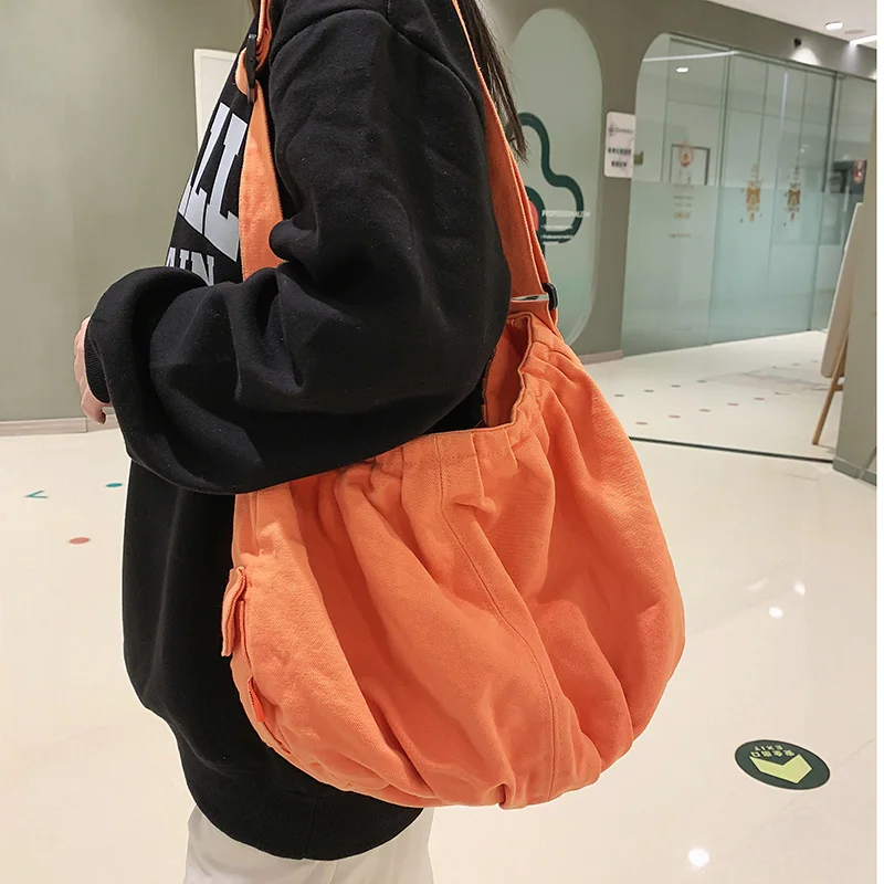 

Women Large Capacity Canvas Shoulder Bags Solid Soft Travel Bag For Woman Large Tote Purse Casual Travel Shopping Bag Bolsos