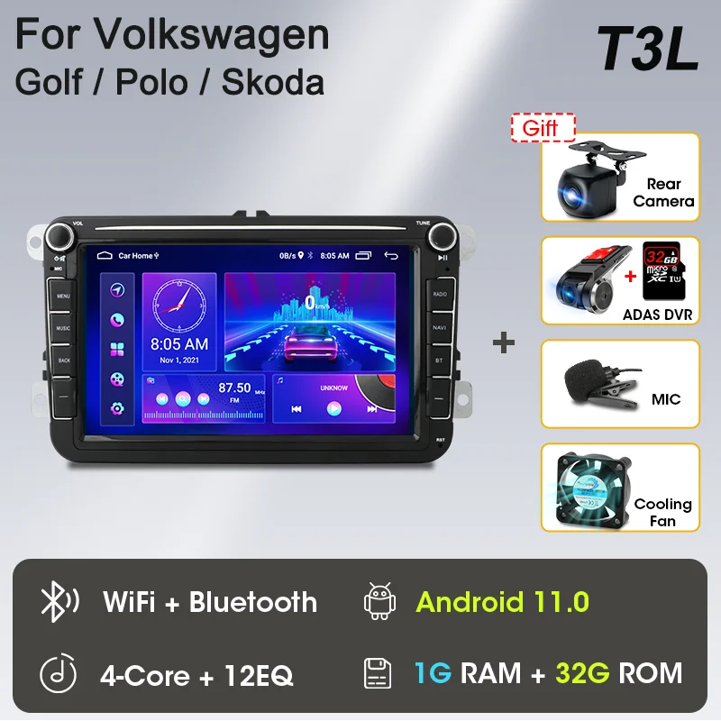 Srnubi Автомагнитола Android 12 для Volkswagen VW Polo Golf Passat B6 B7 Skoda Jetta мультимедийный плеер 2din Carplay GPS аудио стерео