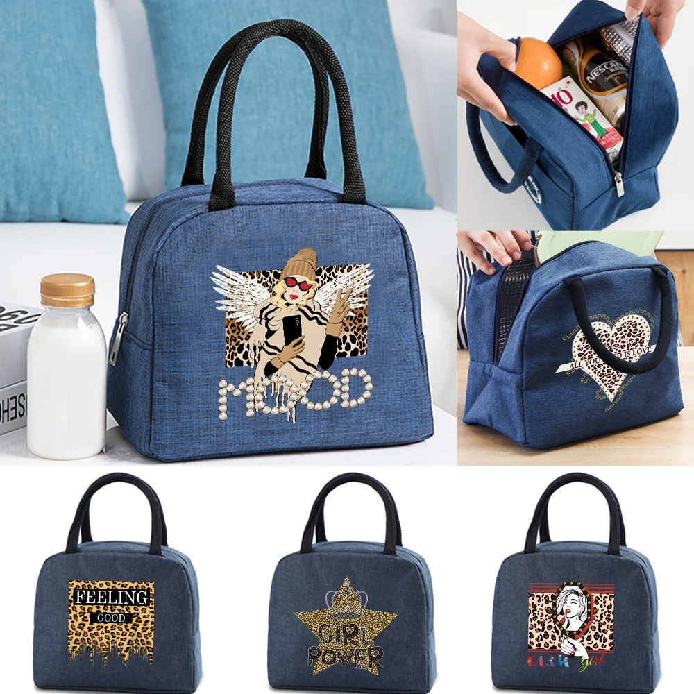 

Insulated Lunch Bag for Women Cooler Bag Portable Lunch Box Ice Pack Tote Kids Picnic Case Food Bags for Work Leopard Pattern