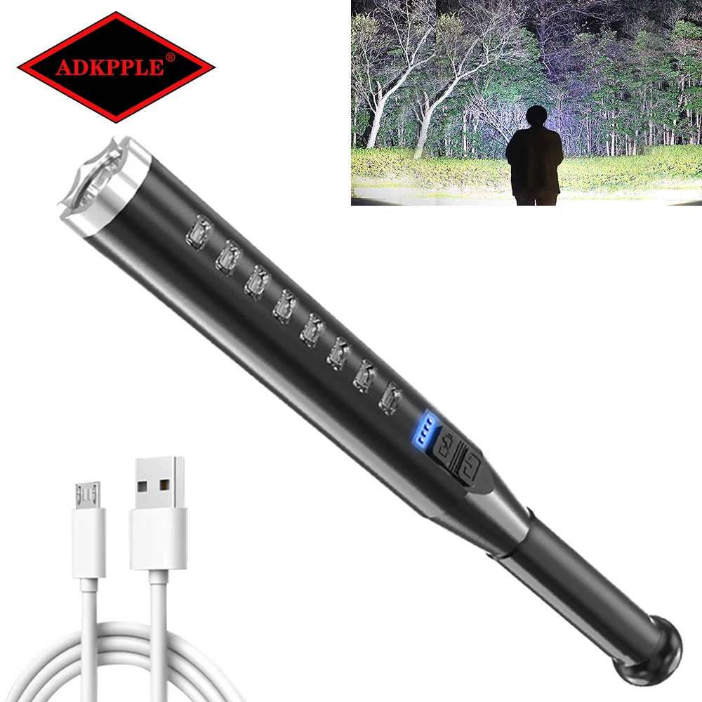 LED Flashlight Baseball Bat Super Flashlight Security Lamp 18650 Rechargeable IPx6 Waterproof Flashlight