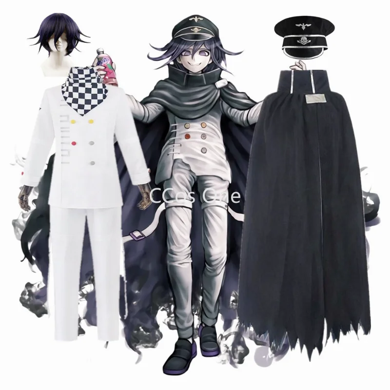 

Anime Danganronpa V3 Kokichi Oma Cosplay President's Uniform Syal Wig Jubah and Halloween Carnival Costume Hat