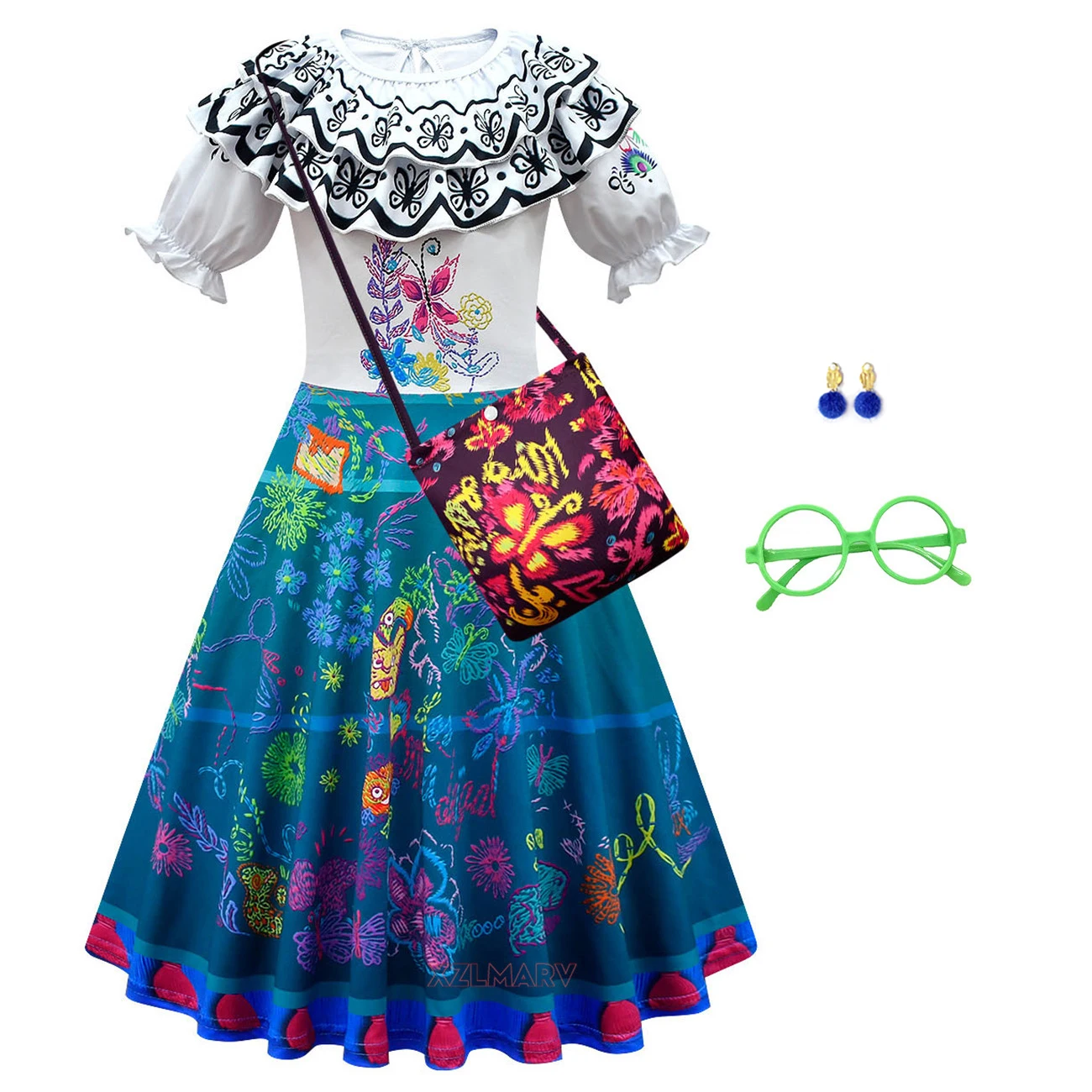 

Mirabel Cosplay Costume Girl Dress For Carnival Halloween Princess Party Clothes Flower Ruffles Long Dress Girl Mirabel Dress