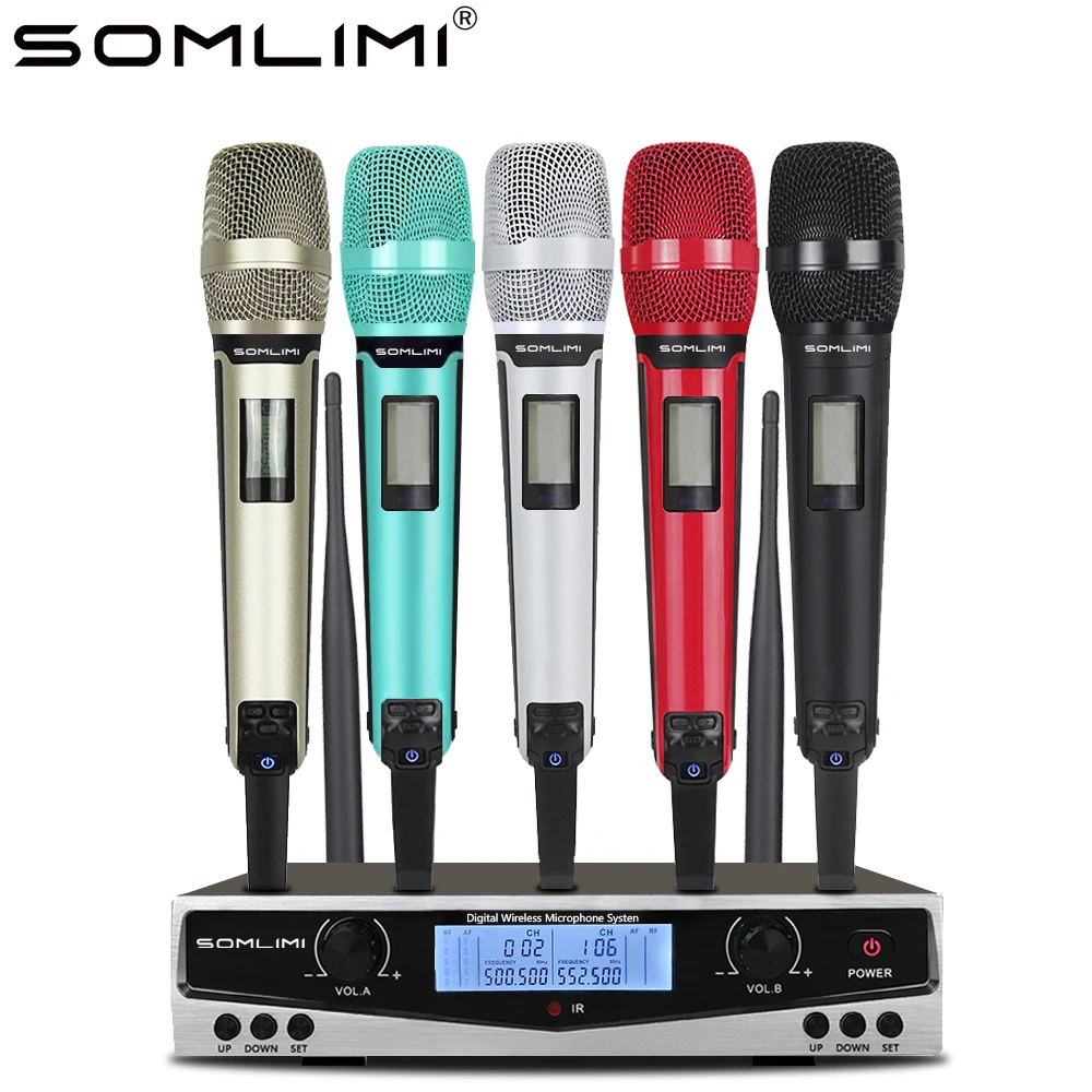 Профессиональный двойной беспроводной микрофон SOMLIMI 500-599 МГц УВЧ SKM9100/SKM9000
