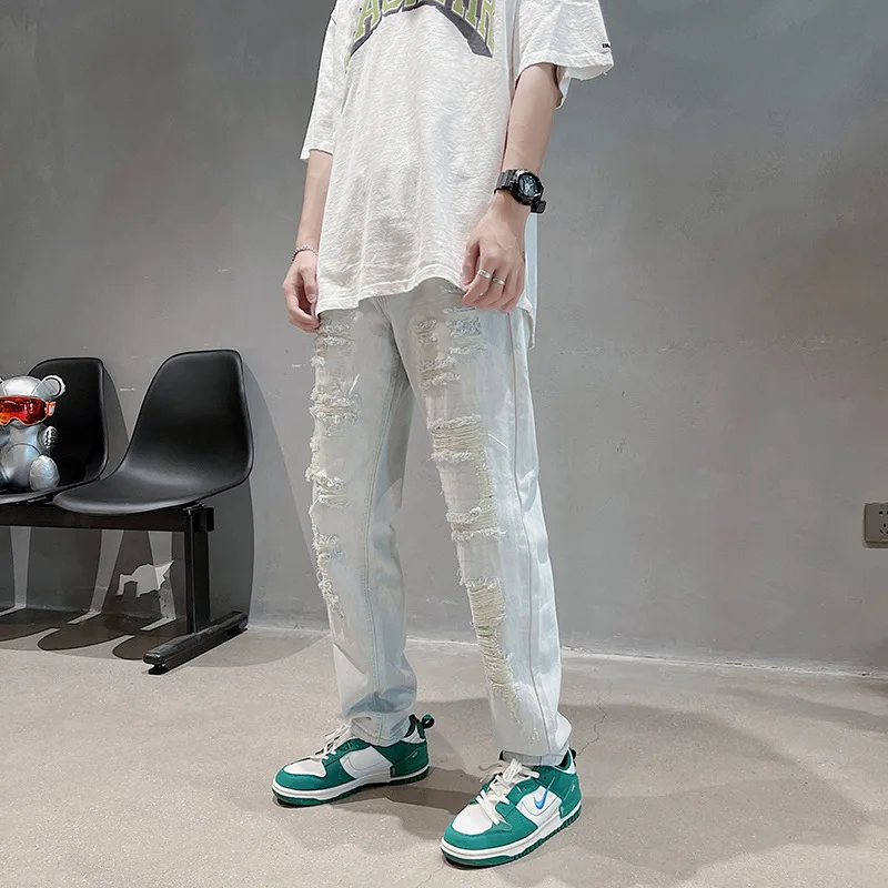 Men's Clothing Men's Jeans Hip Hop Slim Ripped Jeans Men's Clothing Y2k Clothing Korean Fashion Streetwear Jeans Aesthetics