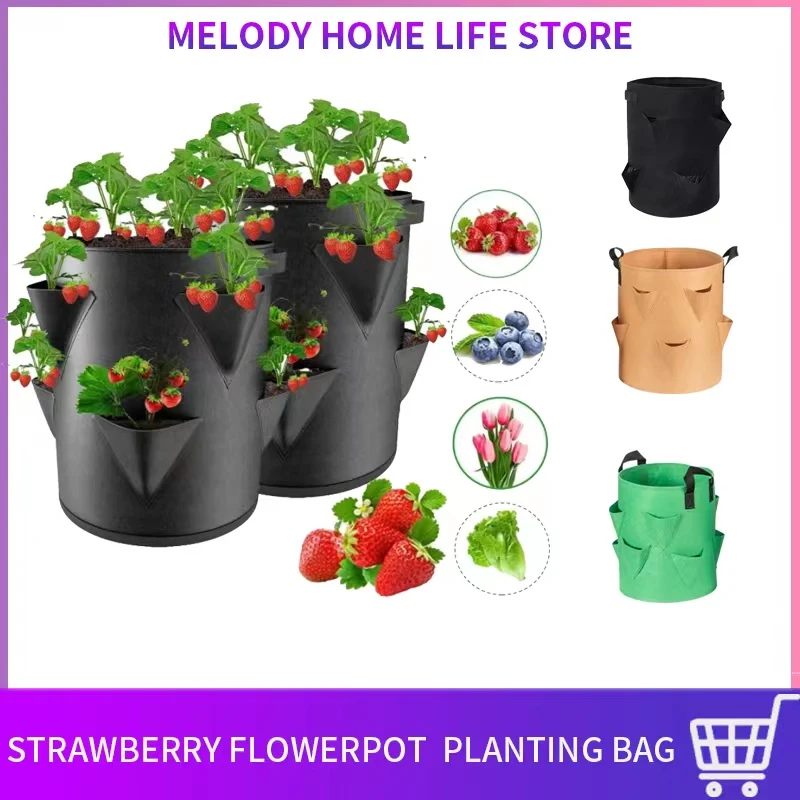 

Strawberry Planting Bags Garden Pots Vegetable Planting Balconies Home Outdoor 5/7/10 Aluminum Planting Bags multicapacity