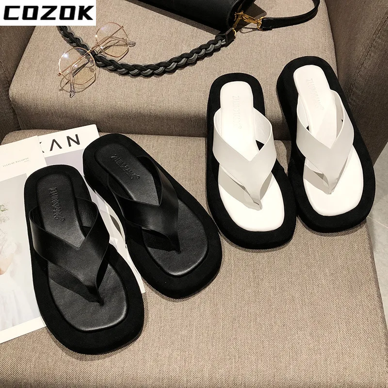 

Women Famous Designer Clip Toe Slippers Ladis Platform Jandal Slides Beach Shoes 2022 New Summer Thick Bottom Flip Flops Sandals