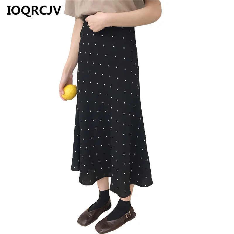 

New Summer OL Office Skirts Womens Maxi Elegant Mermaid Polka Dot Print Party Long Female Saia Longa 170