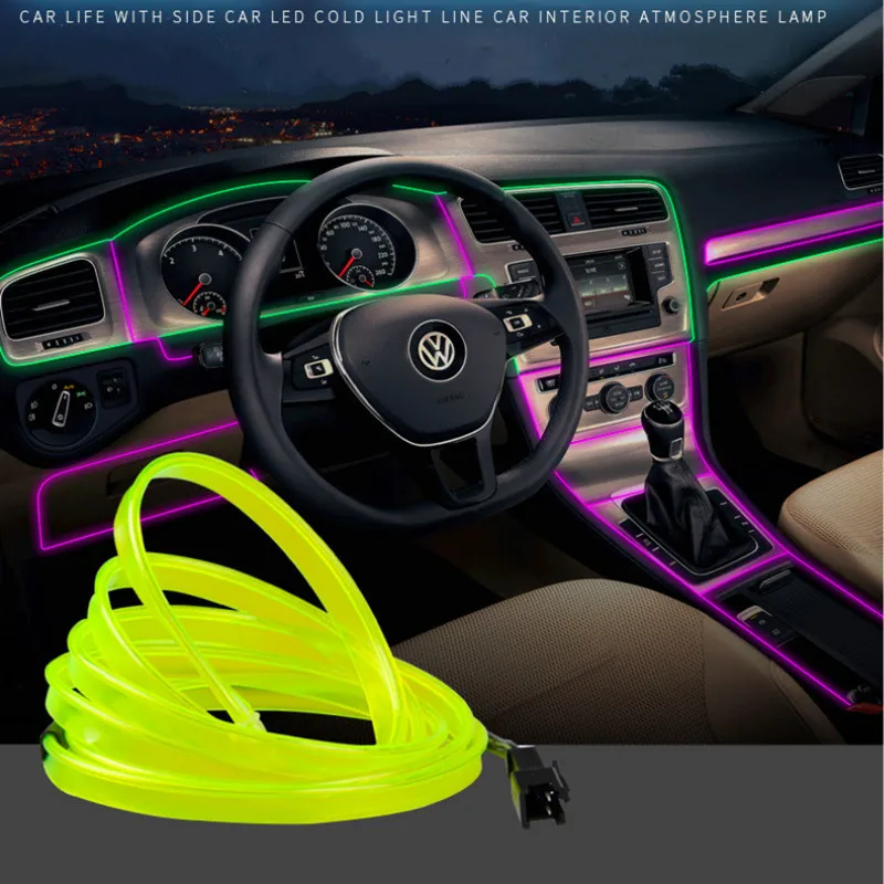 

3M Car Interior Lighting 12v LED Strip Wire Rope Pipeline Flexible Neon Light with USB Drive Waterproof Lamps for Decoration
