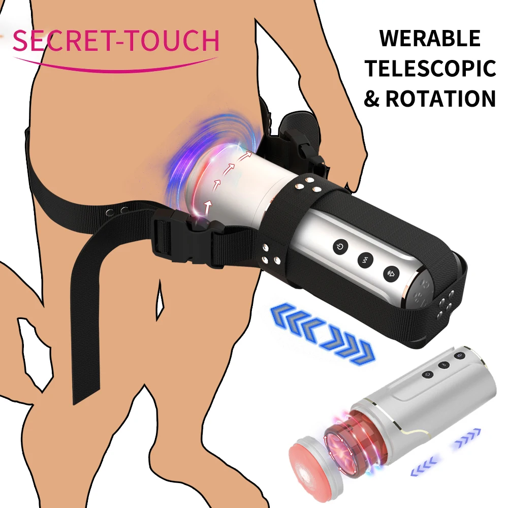 Hands-free Auto Masturbation Sex Toys Telescopic Wearable Masturbator For Men Adjustable Arm Penis Massage Cup Adult Sex Toys