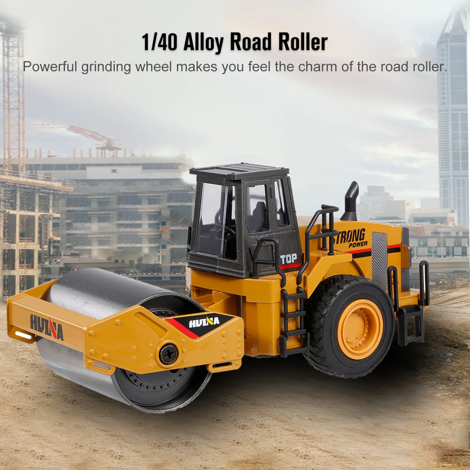 

1:40 Car Model HUINA 1915 Metal Road Roller Truck Engineering Car Diecast Alloy Vehicle Huina Static Model Simulation Decro Toys